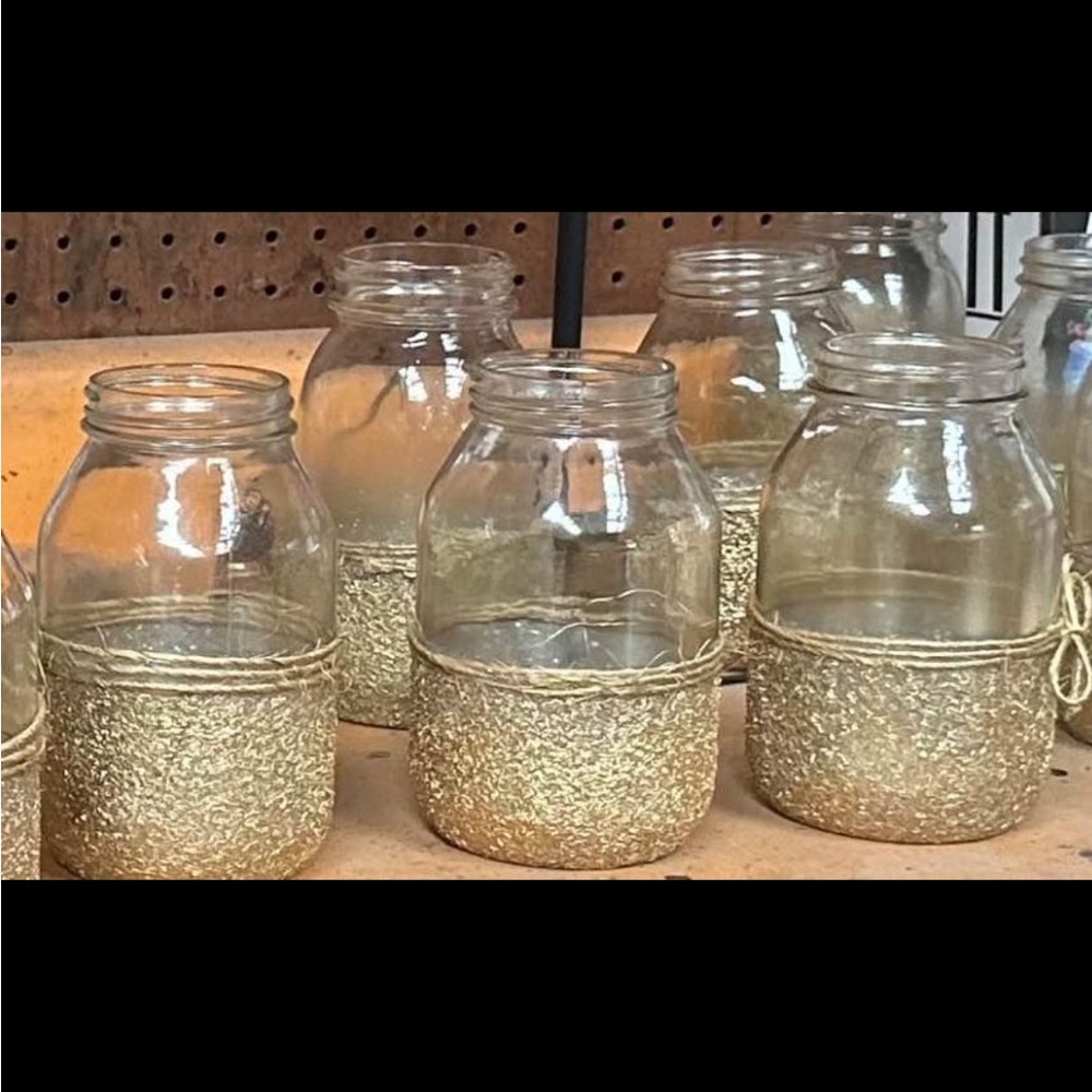 Gold Twine Mason Jars